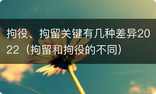 拘役、拘留关键有几种差异2022（拘留和拘役的不同）