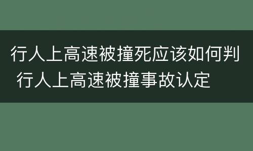 行人上高速被撞死应该如何判 行人上高速被撞事故认定