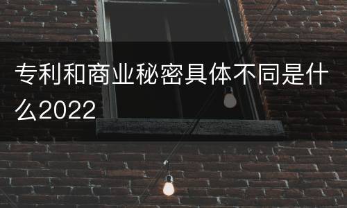 专利和商业秘密具体不同是什么2022
