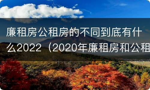 廉租房公租房的不同到底有什么2022（2020年廉租房和公租房的区别）