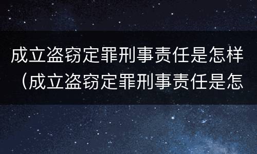 成立盗窃定罪刑事责任是怎样（成立盗窃定罪刑事责任是怎样定义的）