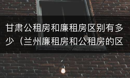 甘肃公租房和廉租房区别有多少（兰州廉租房和公租房的区别）