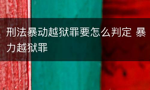 刑法暴动越狱罪要怎么判定 暴力越狱罪