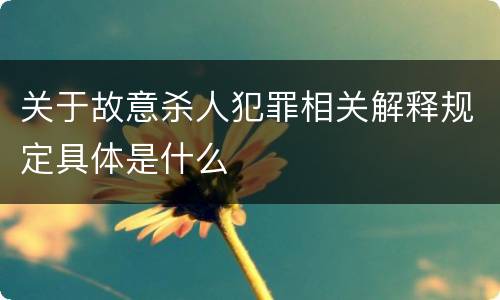 关于故意杀人犯罪相关解释规定具体是什么