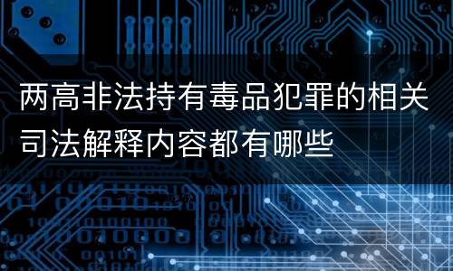 两高非法持有毒品犯罪的相关司法解释内容都有哪些