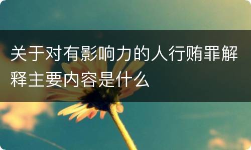 关于对有影响力的人行贿罪解释主要内容是什么