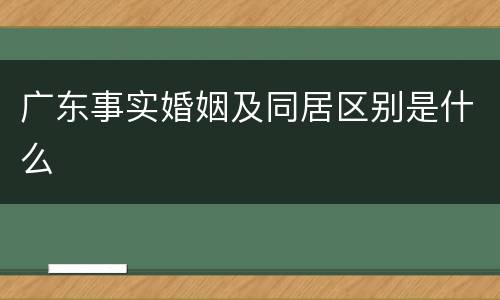 广东事实婚姻及同居区别是什么