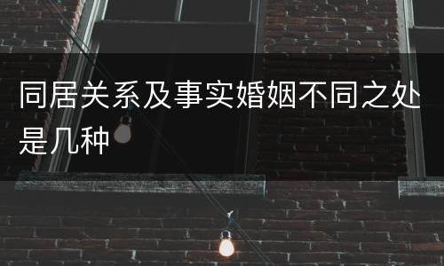 同居关系及事实婚姻不同之处是几种