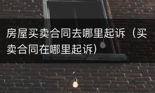 房屋买卖合同去哪里起诉（买卖合同在哪里起诉）