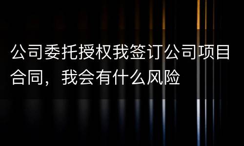公司委托授权我签订公司项目合同，我会有什么风险