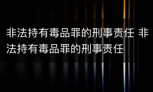 非法持有毒品罪的刑事责任 非法持有毒品罪的刑事责任