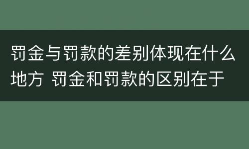 罚金与罚款的差别体现在什么地方 罚金和罚款的区别在于