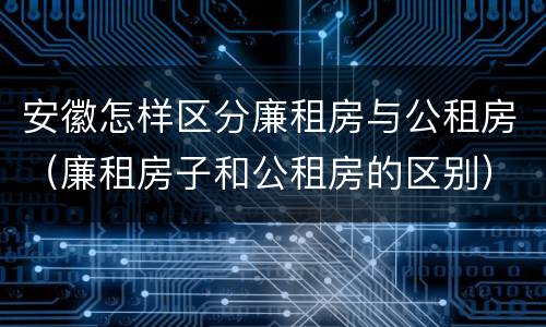 安徽怎样区分廉租房与公租房（廉租房子和公租房的区别）