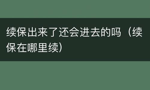 续保出来了还会进去的吗（续保在哪里续）