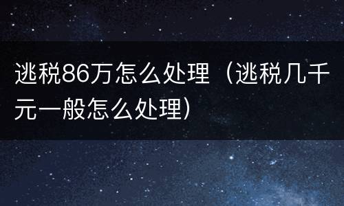 逃税86万怎么处理（逃税几千元一般怎么处理）