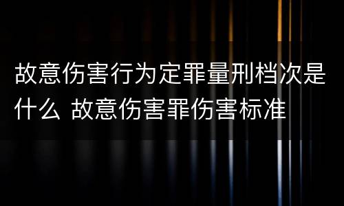 故意伤害行为定罪量刑档次是什么 故意伤害罪伤害标准