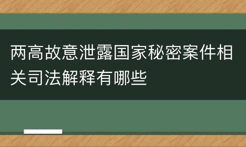 两高故意泄露国家秘密案件相关司法解释有哪些