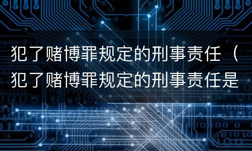 犯了赌博罪规定的刑事责任（犯了赌博罪规定的刑事责任是什么）