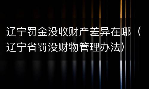 辽宁罚金没收财产差异在哪（辽宁省罚没财物管理办法）