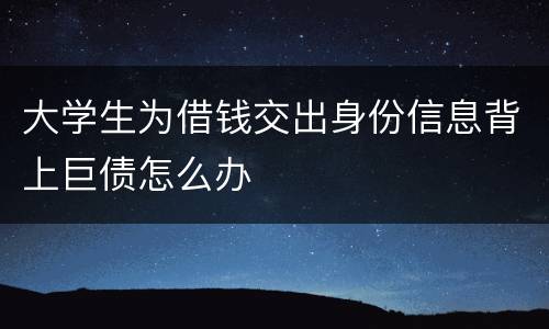 大学生为借钱交出身份信息背上巨债怎么办