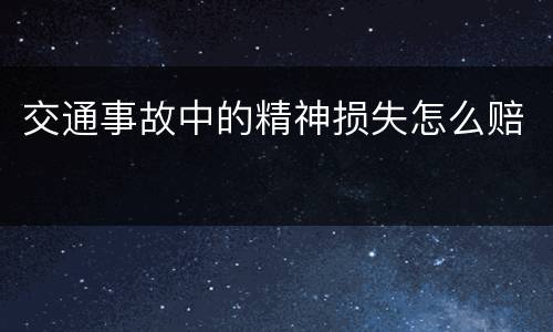 交通事故中的精神损失怎么赔