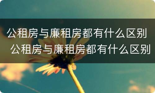 公租房与廉租房都有什么区别 公租房与廉租房都有什么区别图片
