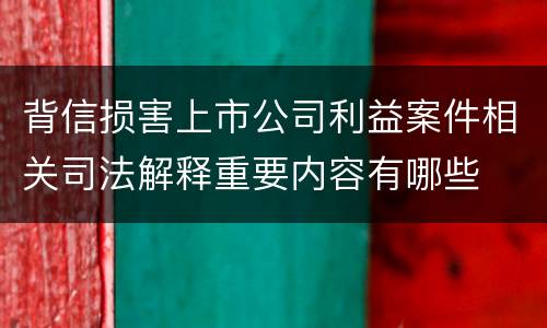 背信损害上市公司利益案件相关司法解释重要内容有哪些
