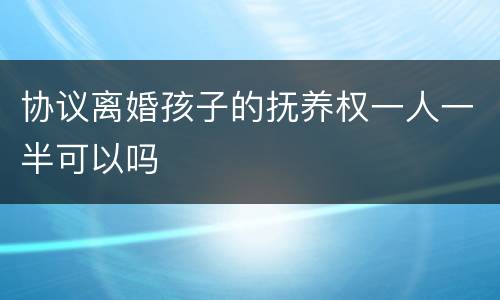 协议离婚孩子的抚养权一人一半可以吗