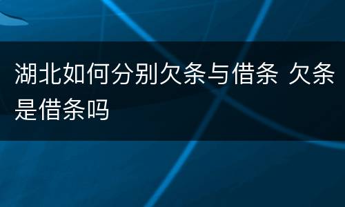湖北如何分别欠条与借条 欠条是借条吗
