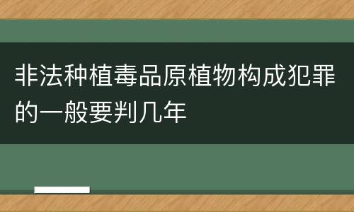 非法种植毒品原植物构成犯罪的一般要判几年