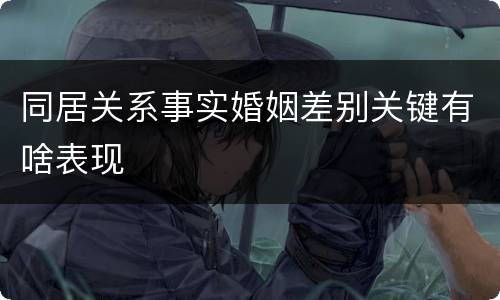 同居关系事实婚姻差别关键有啥表现