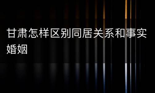 甘肃怎样区别同居关系和事实婚姻