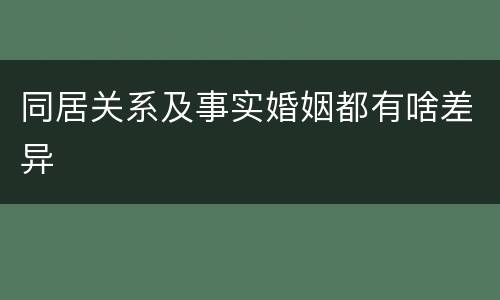 同居关系及事实婚姻都有啥差异