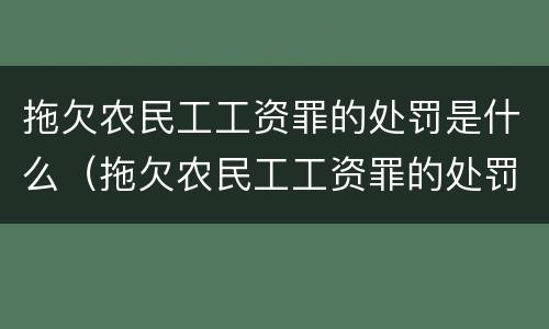 拖欠农民工工资罪的处罚是什么（拖欠农民工工资罪的处罚是什么法律）