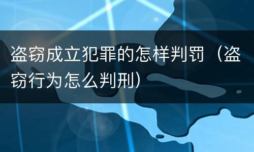 盗窃成立犯罪的怎样判罚（盗窃行为怎么判刑）