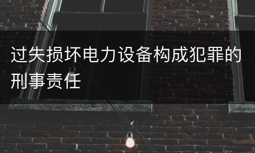 过失损坏电力设备构成犯罪的刑事责任