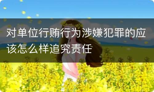 对单位行贿行为涉嫌犯罪的应该怎么样追究责任
