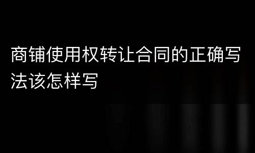 商铺使用权转让合同的正确写法该怎样写