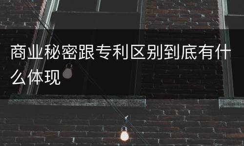 商业秘密跟专利区别到底有什么体现