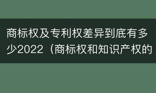 商标权及专利权差异到底有多少2022（商标权和知识产权的区别）