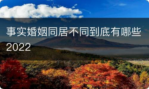 事实婚姻同居不同到底有哪些2022