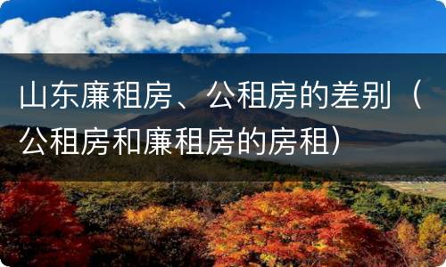 山东廉租房、公租房的差别（公租房和廉租房的房租）