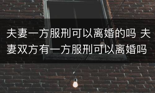 夫妻一方服刑可以离婚的吗 夫妻双方有一方服刑可以离婚吗