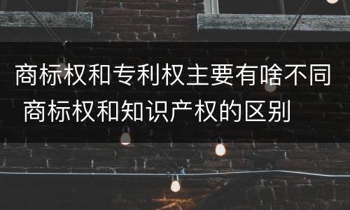 商标权和专利权主要有啥不同 商标权和知识产权的区别