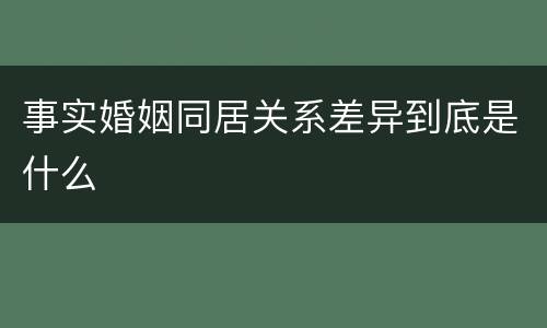 事实婚姻同居关系差异到底是什么