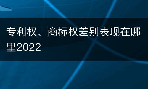 专利权、商标权差别表现在哪里2022