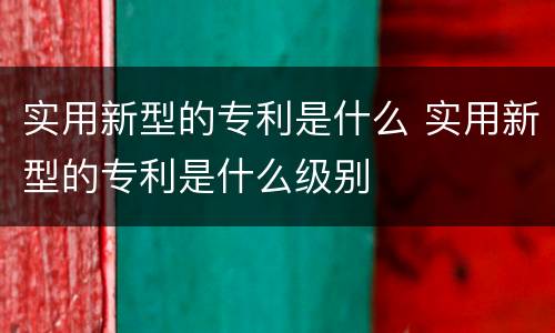 实用新型的专利是什么 实用新型的专利是什么级别