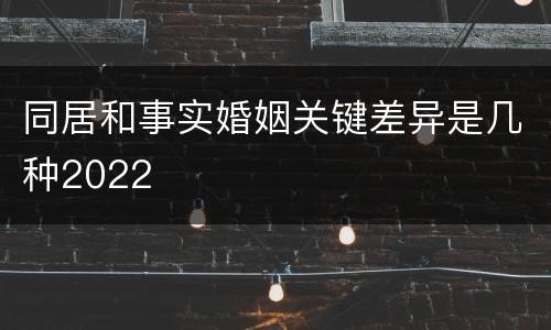 同居和事实婚姻关键差异是几种2022