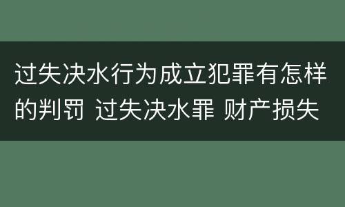 过失决水行为成立犯罪有怎样的判罚 过失决水罪 财产损失标准