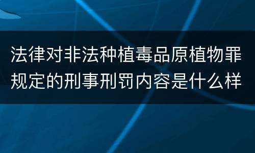 法律对非法种植毒品原植物罪规定的刑事刑罚内容是什么样的